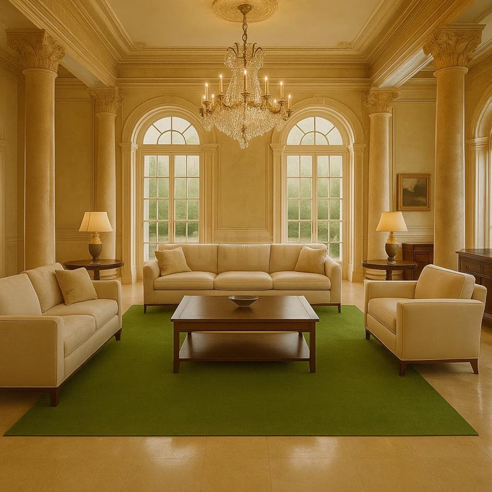 Minimalist Green Area Rug: Modern Solid Color Carpet