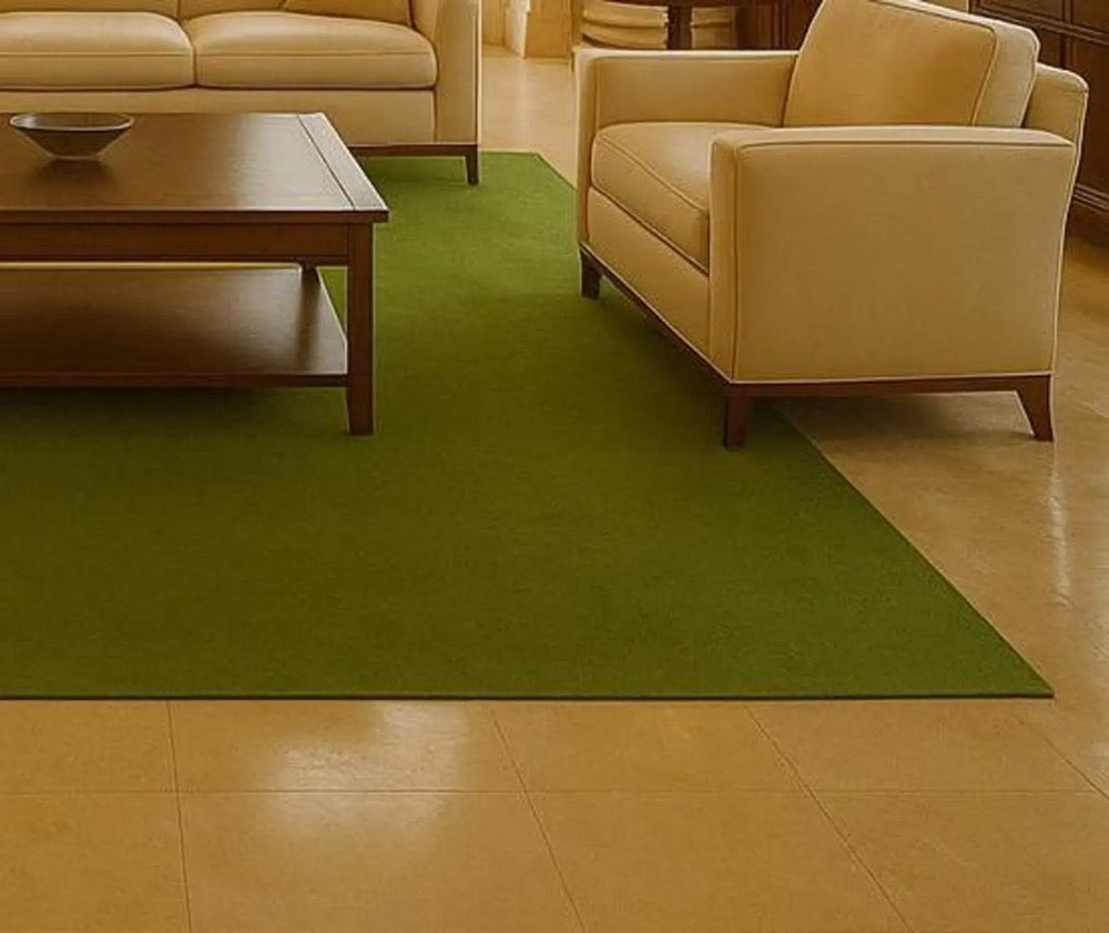 Minimalist Green Area Rug: Modern Solid Color Carpet