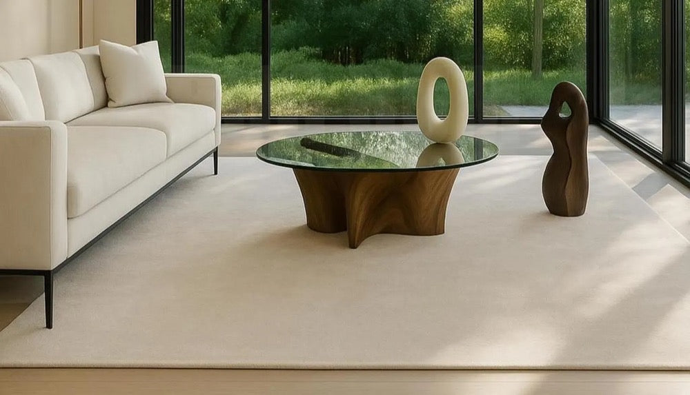 Minimalist Cream Beige Area Rug: Scandinavian Home Decor