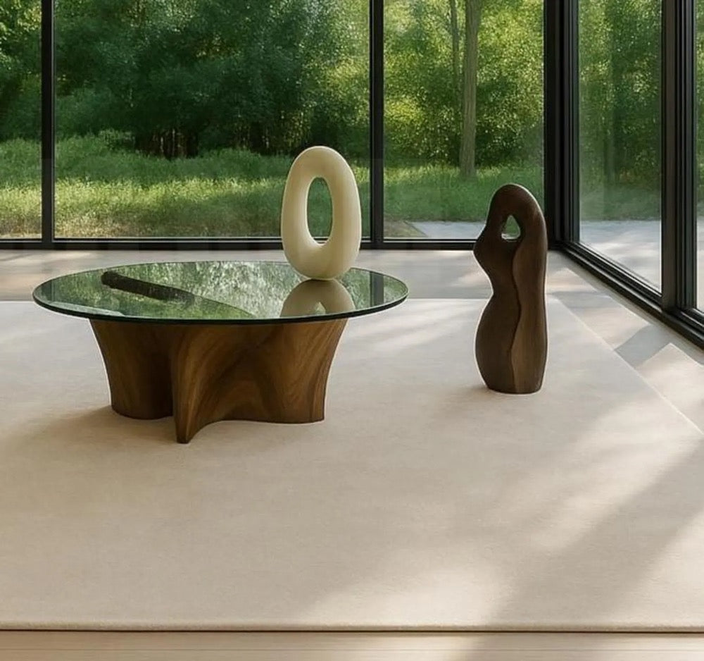 Minimalist Cream Beige Area Rug: Scandinavian Home Decor