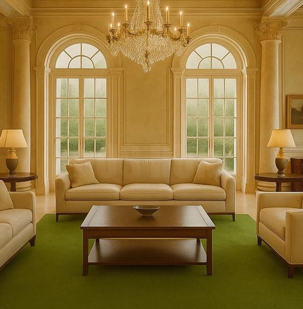 Minimalist Green Area Rug: Modern Solid Color Carpet