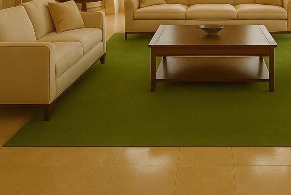 Minimalist Green Area Rug: Modern Solid Color Carpet