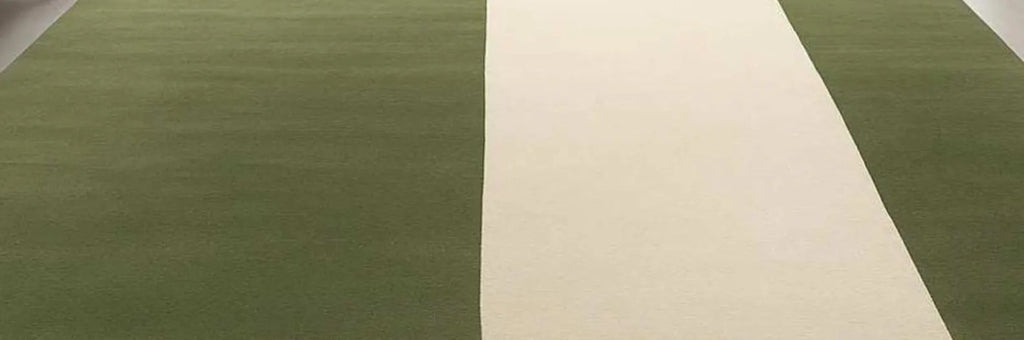 Modern Green and Beige Area Rug: Minimalist Two-Tone Floor Decor