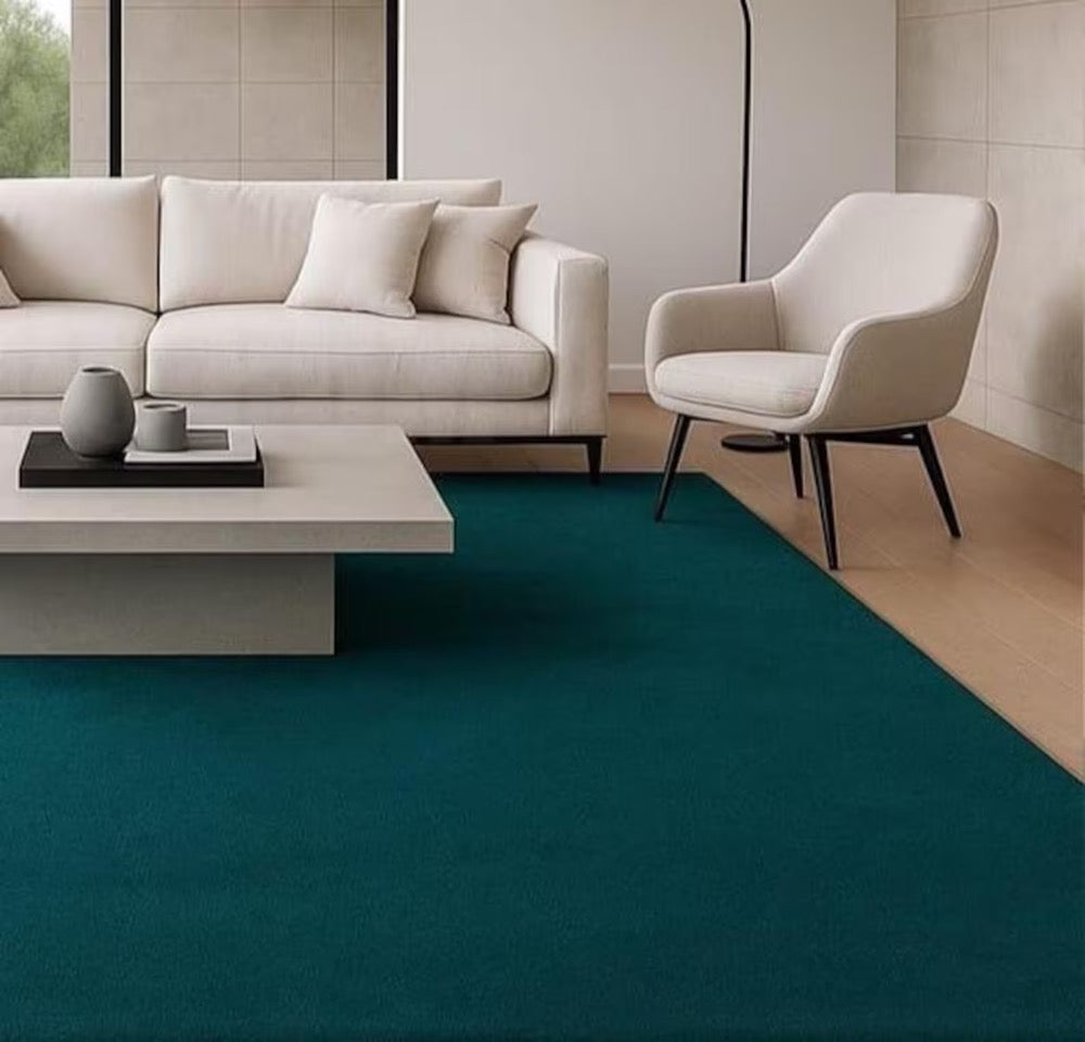 Teal Area Rug: Modern Minimalist Scandinavian Decor