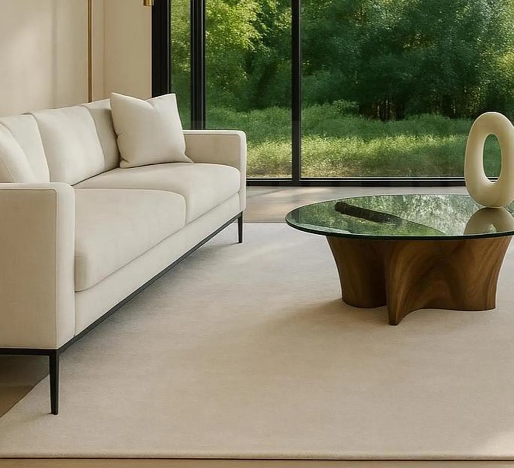 Minimalist Cream Beige Area Rug: Scandinavian Home Decor