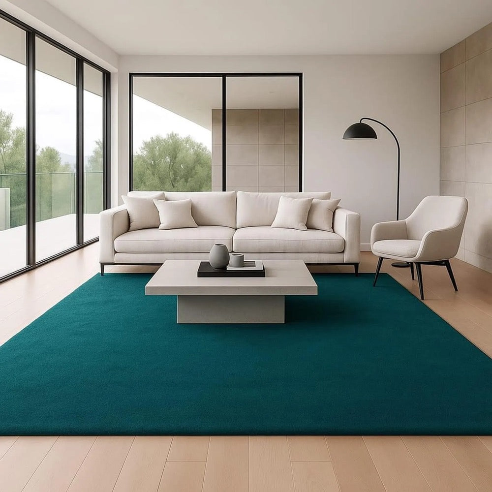 Teal Area Rug: Modern Minimalist Scandinavian Decor