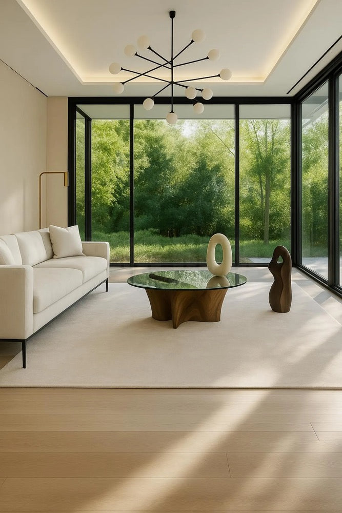 Minimalist Cream Beige Area Rug: Scandinavian Home Decor